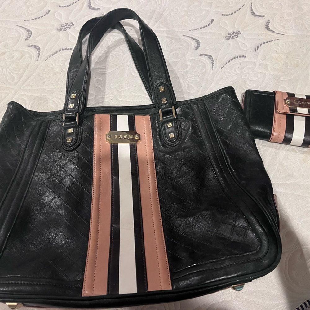 L.A.M.B by Gwen Stefani Black and Pink Designer Tote Bag